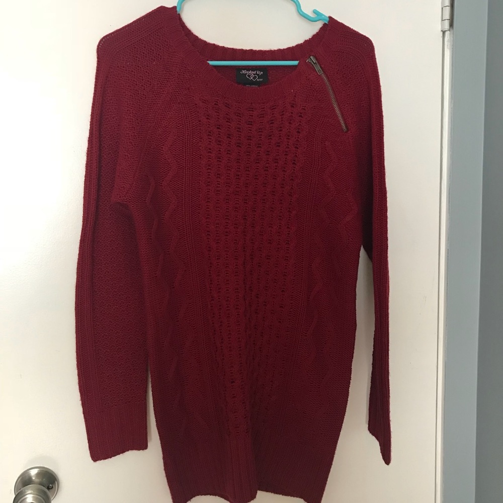 Red Sweater with zipper detail